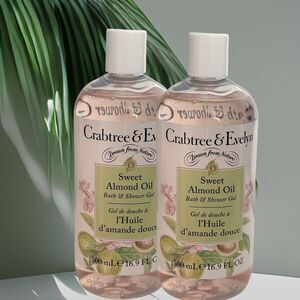 Crabtree & Evelyn Sweet Almond Oil Bath & Shower Gel 16.9 fl oz pack of 2